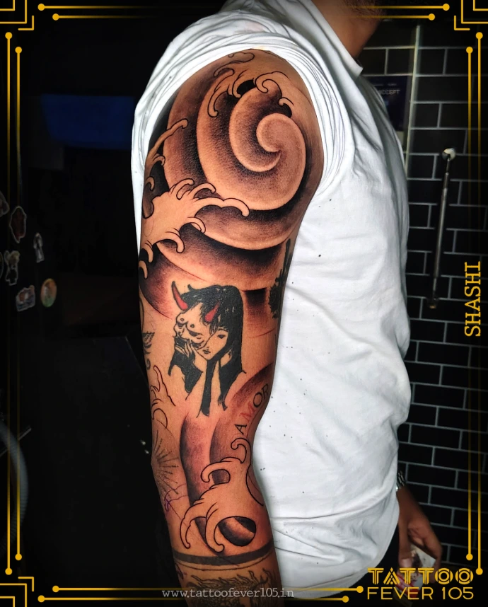 Abstract blackwork tattoo by TattooFever105 Mumbai
