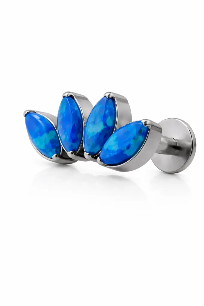[S285T4900] Blue Opal Marquise Helix Stud – Cartilage Piercing Jewellery