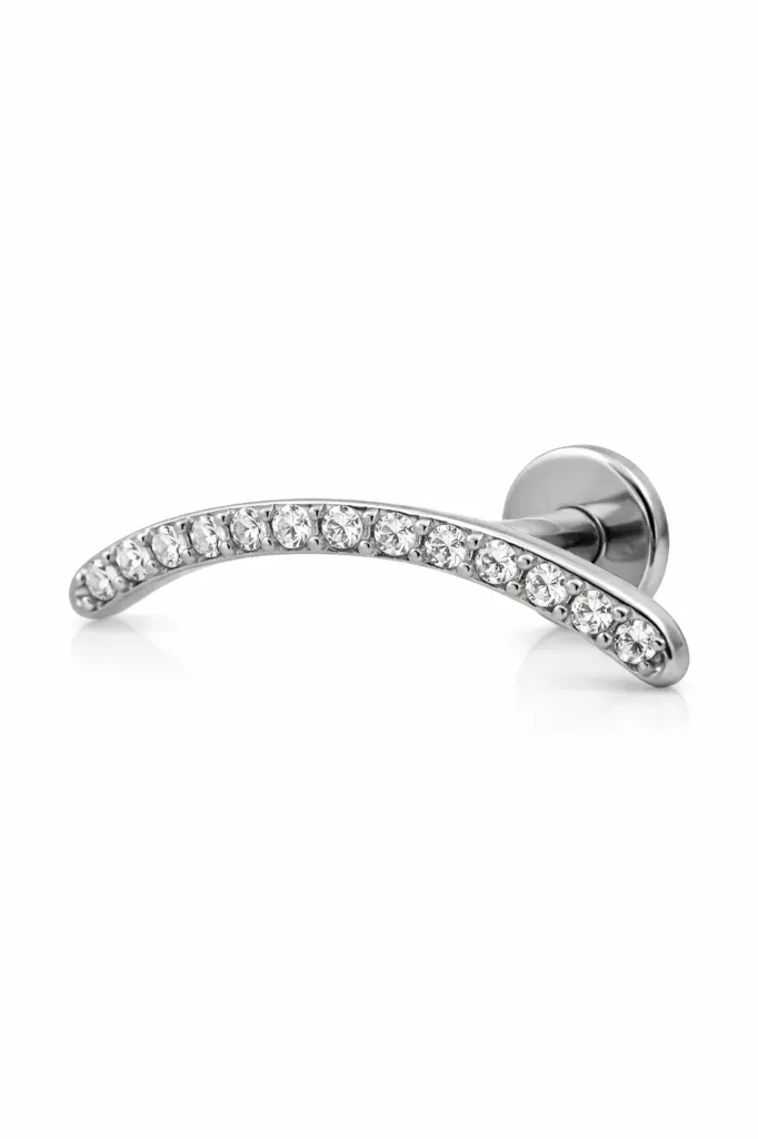 [S278T5700] Curved Crystal Helix Bar – Cartilage Piercing Jewellery