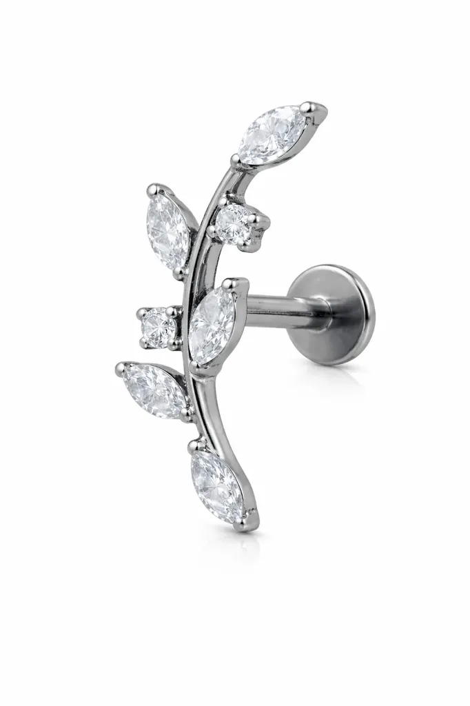 [S271T4900] Crystal Branch Helix Stud – Cartilage Piercing Jewellery