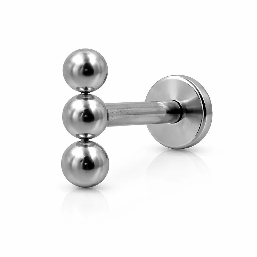[S178SS1200] Triple Ball Labret Stud – Cartilage Piercing Jewellery
