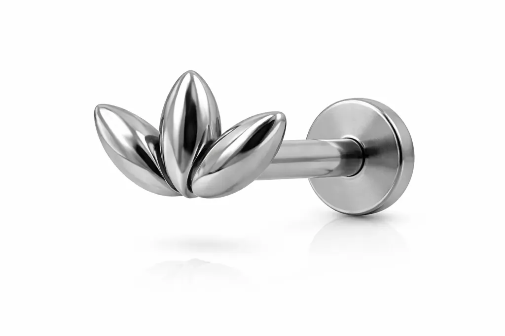 [S187SS1600] Silver Marquise Cluster Labret Stud – Cartilage Piercing Jewellery
