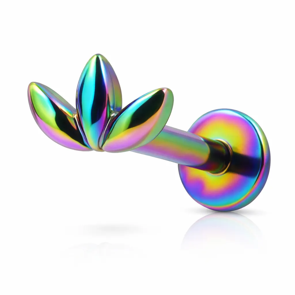 [M187SS1600] Rainbow Marquise Cluster Labret Stud – Cartilage Piercing Jewellery