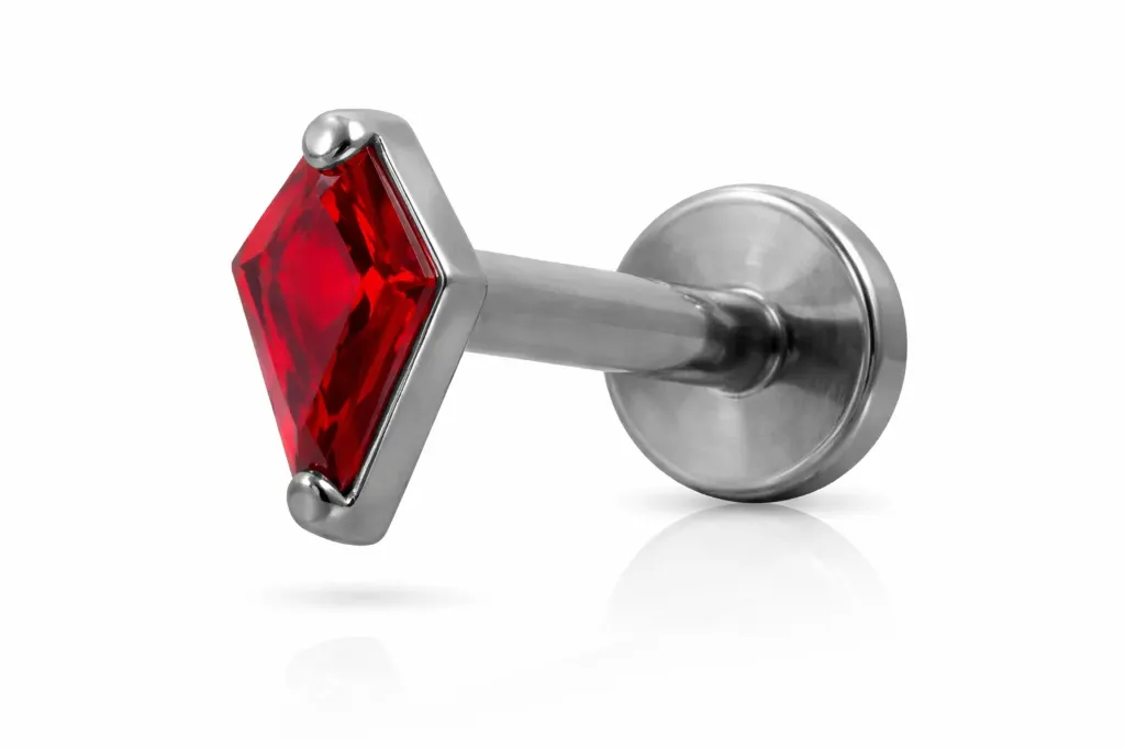[S244T2100] Red Marquise Crystal Labret Stud – Cartilage Piercing Jewellery