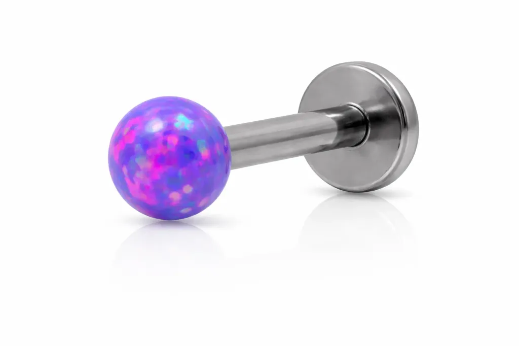 [S251SS1800] Purple Opal Ball Labret Stud – Cartilage Piercing Jewellery