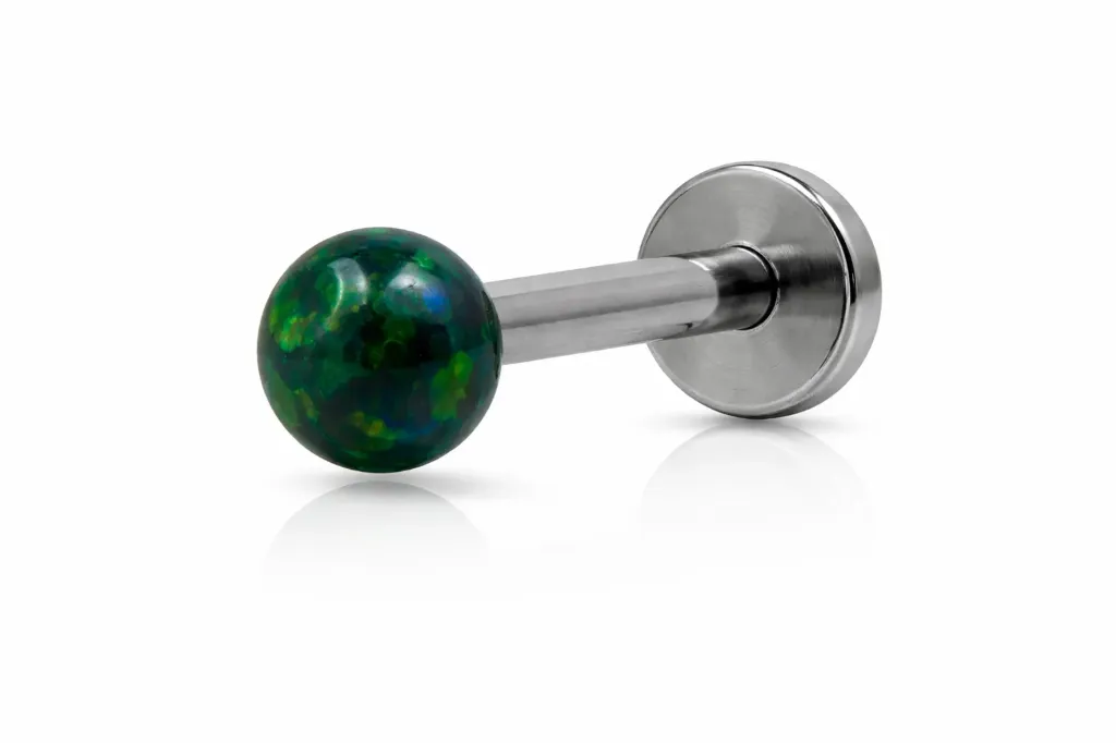 [S250SS1800] Green Opal Ball Labret Stud – Cartilage Piercing Jewellery