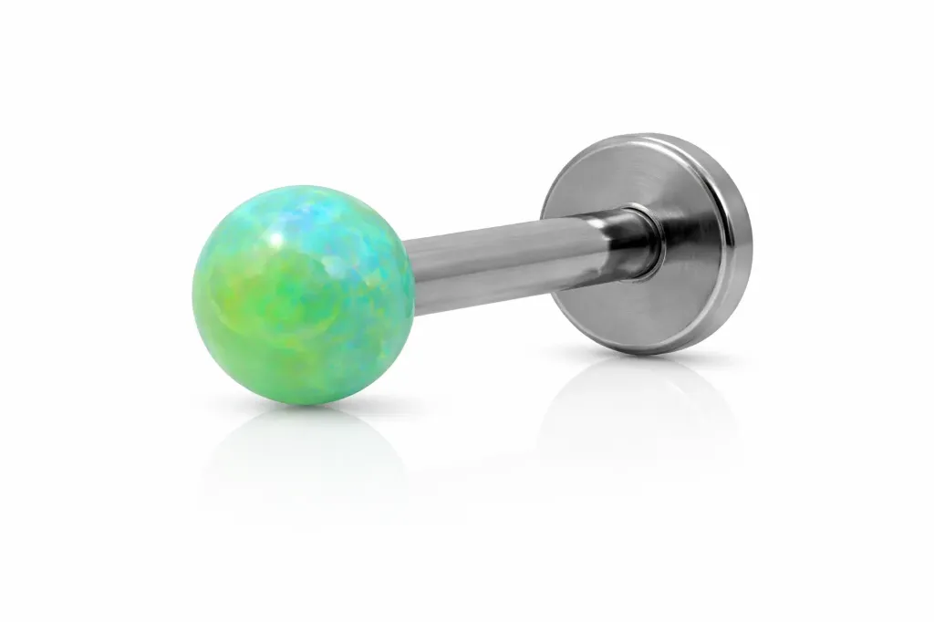 [S249SS1800] Aqua Opal Ball Labret Stud – Cartilage Piercing Jewellery