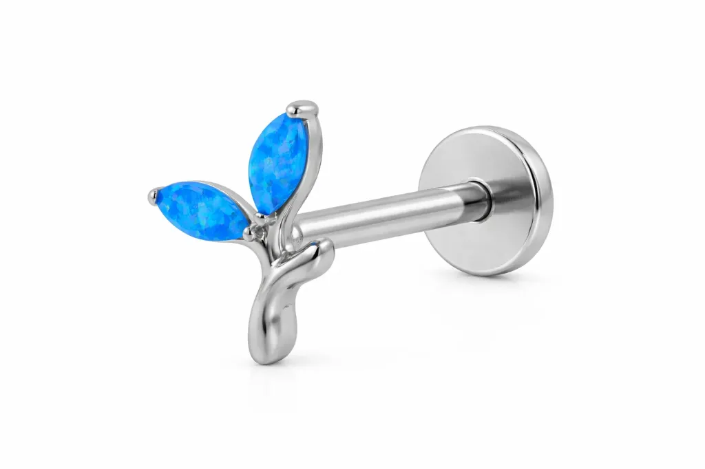 [S493T4200] Blue Crystal Butterfly Labret Stud – Cartilage Piercing Jewellery
