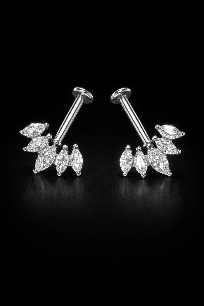 Premium Crystal Cluster Vertical Helix Stud – Surgical Steel