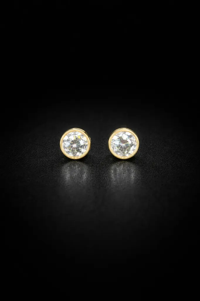 Classic Crystal Stud Earring – Gold Finish Surgical Steel